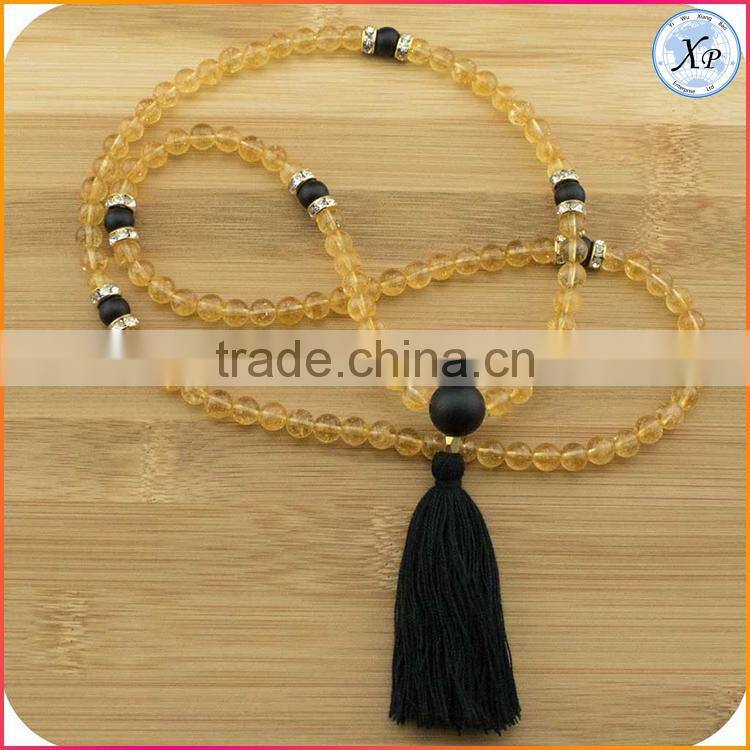 XP-PN-1484 Acrylic mala bead long tassel necklace