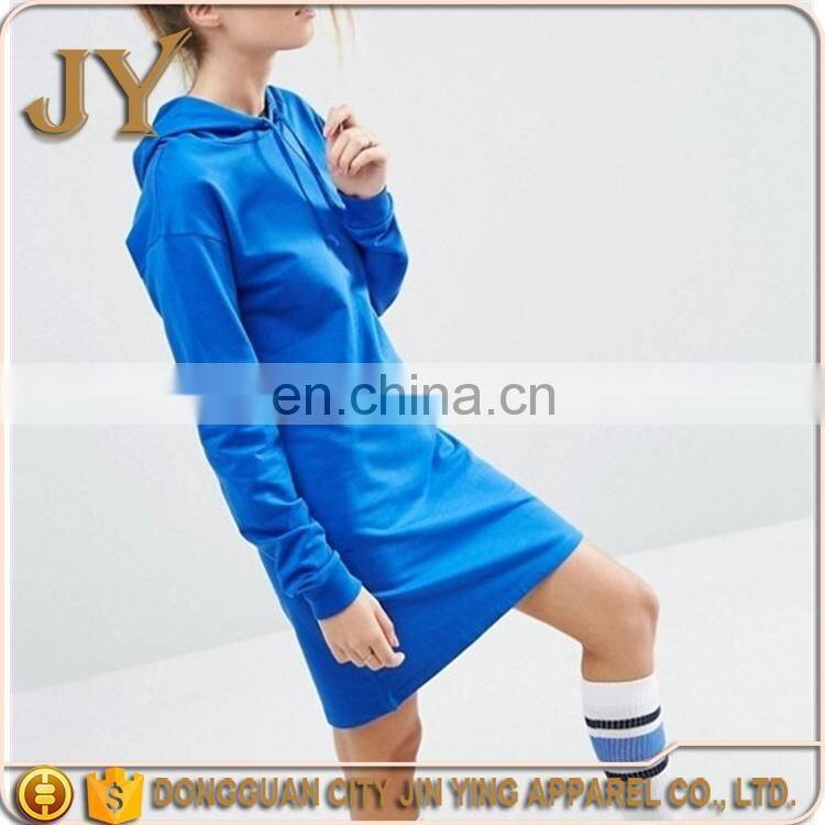 Dongguan apparel factory OEM design plan women long style cotton hoodies shirts dresses jersey dresses