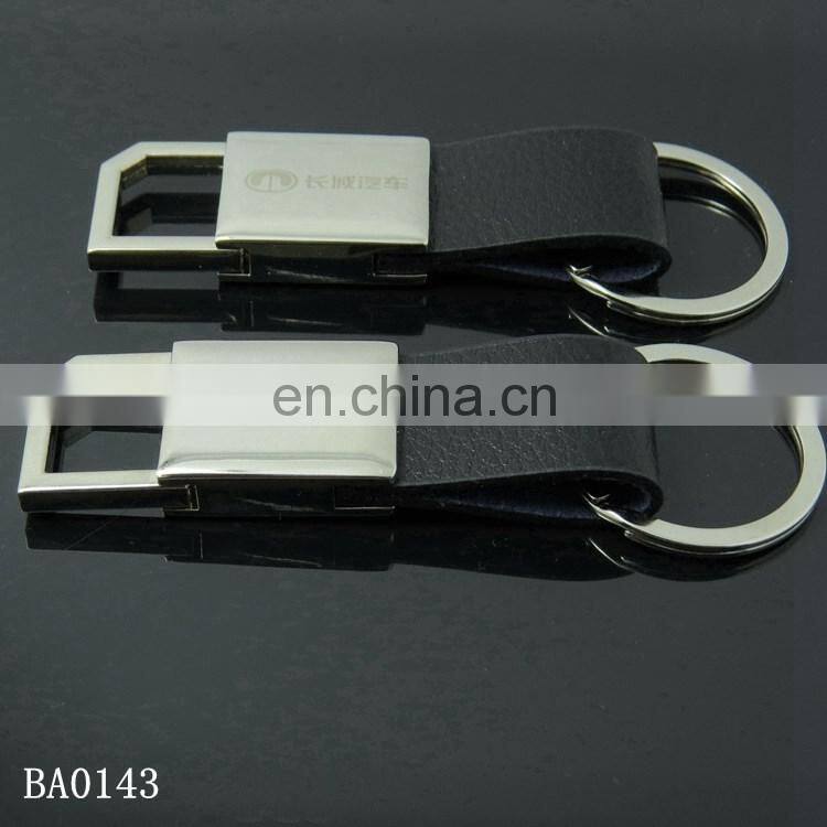 Cheap Zinc Alloy Leather Hanging Car Logo Key Holder Custom Shaped Metal Keychain