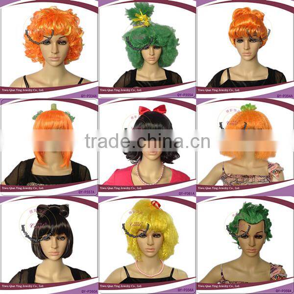 cheap wholesale high quality orange synthetic halloween big troll wig