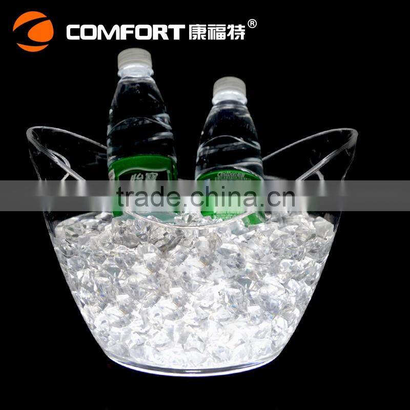 nightclub plastic LED oval ice bucket 4L with handle for beer