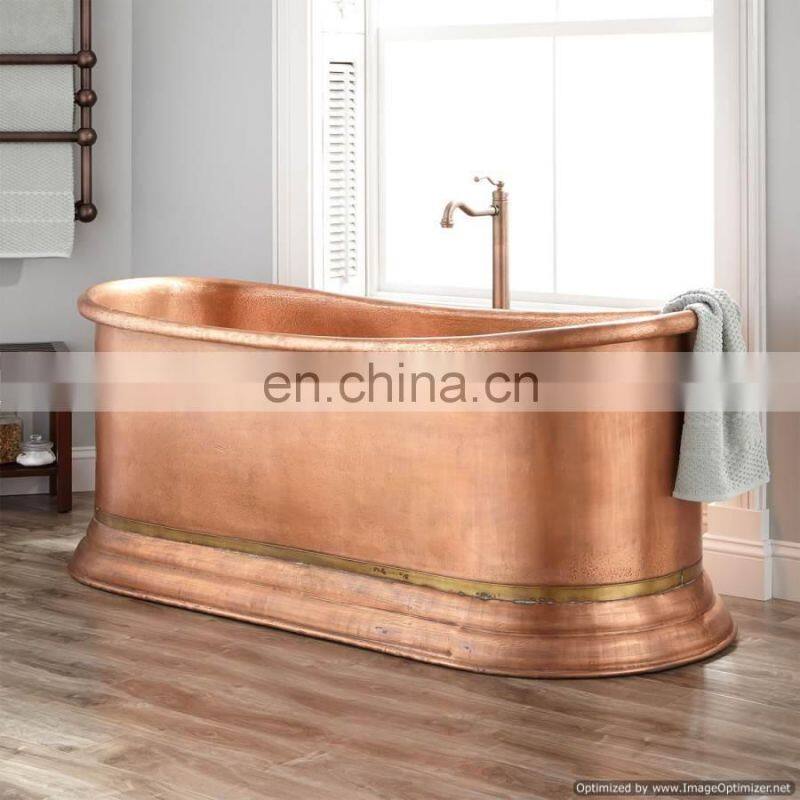 copper hammered round shiny sink