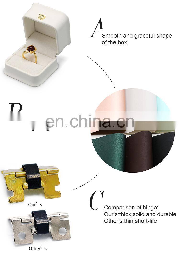 Factory direct supply white color leather convex edge jewelry box ring box