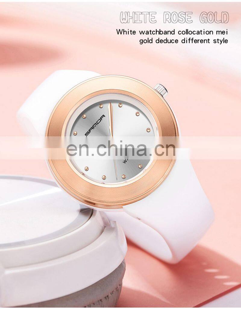 SANDA 3119 New Fashion Quartz Watch Women's Watches White Rose Gold Waterproof Women Casual Wristwatch