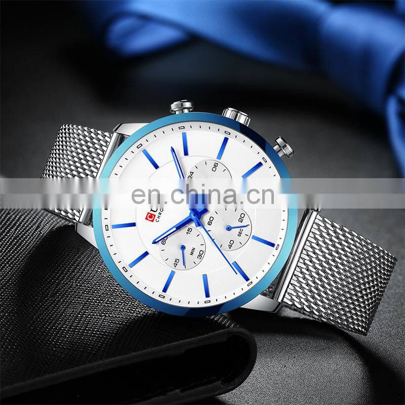 CURREN 8340 Men Calendar Auto Date Popular Men Watches Stainless Steel Mesh Strap Custom Logo Watches