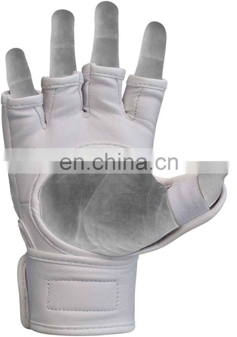 Custom Design Professional punching training MMA Half finger PU Leather boxing gloves