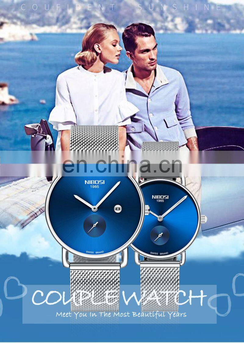 NIBOSI Brand Luxury Lover Watch Pair Waterproof Men Women Couple Watch Quartz Wristwatch Male Female Bracelet Relogio Masculino