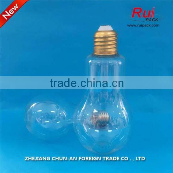 transparent lovely lamp bulb shape drink beverage bottle,hot sale empty energtic drinking plastic bottle