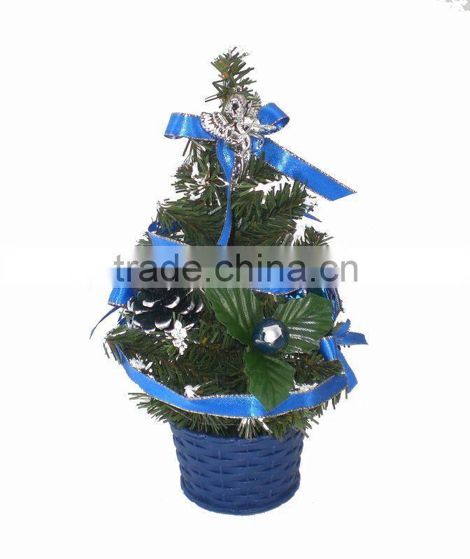 45cm Mini Artificial Christmas Tree with Rattan Bottom - Colored Desk -Top Decoration