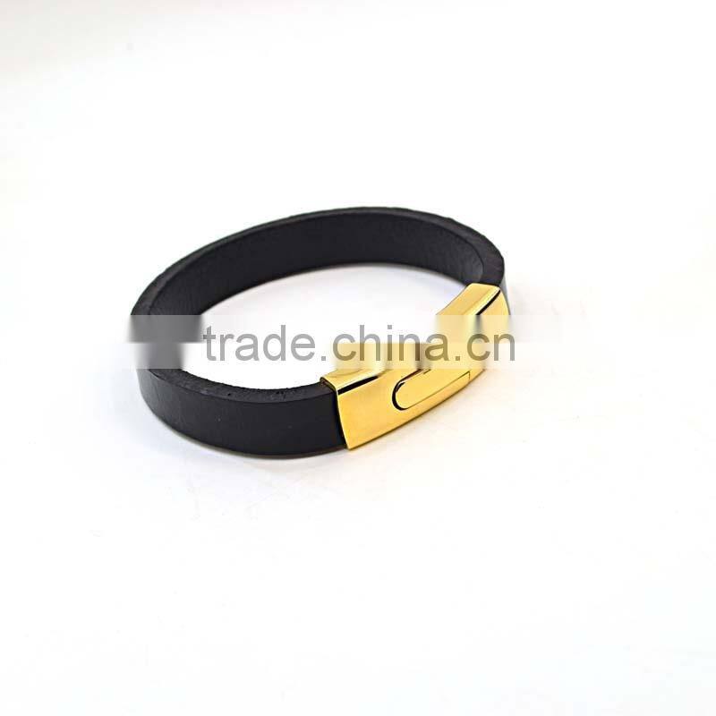 2016 New Fashion Customize Genuine Leather Bracelet For Man Magnetic Punk Bracelet