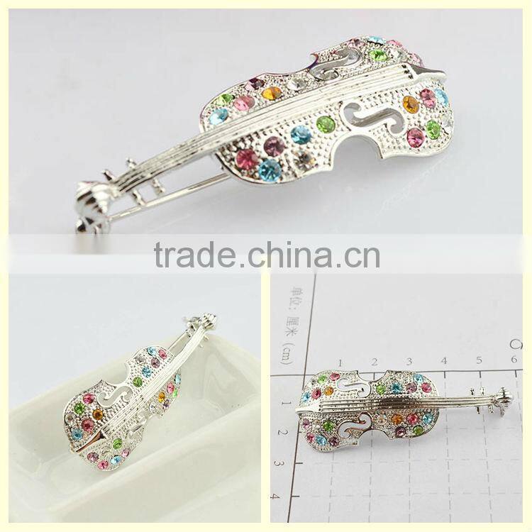 Direct buy China fashion jewelry new 2014 rhinestone violin brooches