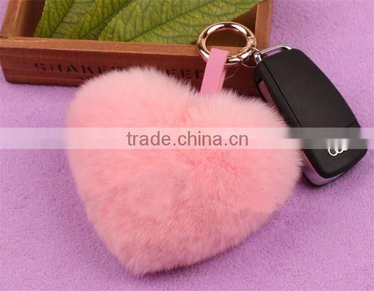Real Rabbit Fur Keychian Cute Genuine Leather Fur Car Key Rings