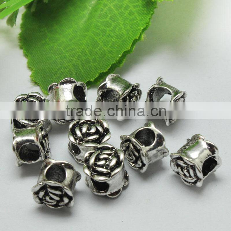 Pdora Jewelry Accessories, Rose Shape DIY Zinc Alloy Hanging and Slider Beads