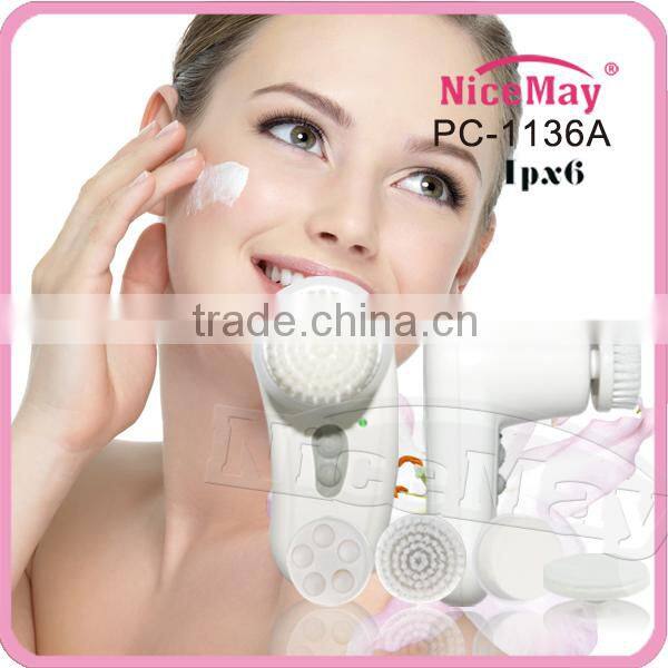 handheld rotary facial brush with 6 heads