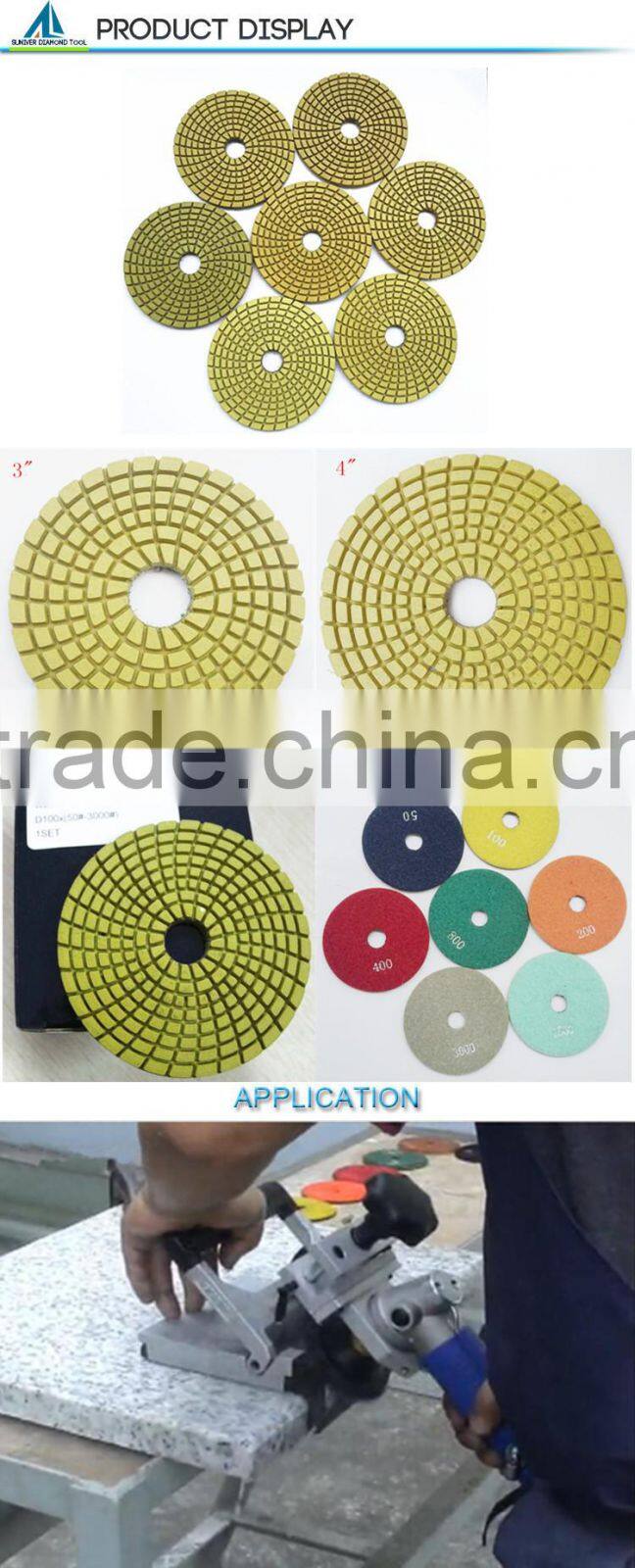 Professional flexible diamond polishing pads for wet polishing granite