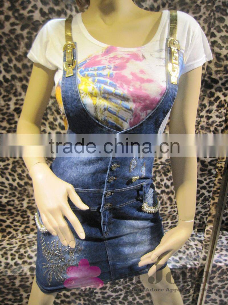 2016 Summer Hot Drilled Braces Denim Dresses for women