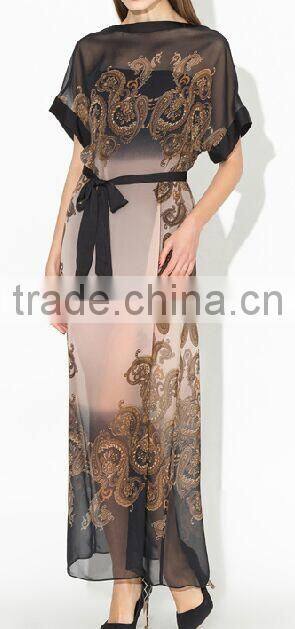 2016 summer dress chiffon and printing flower