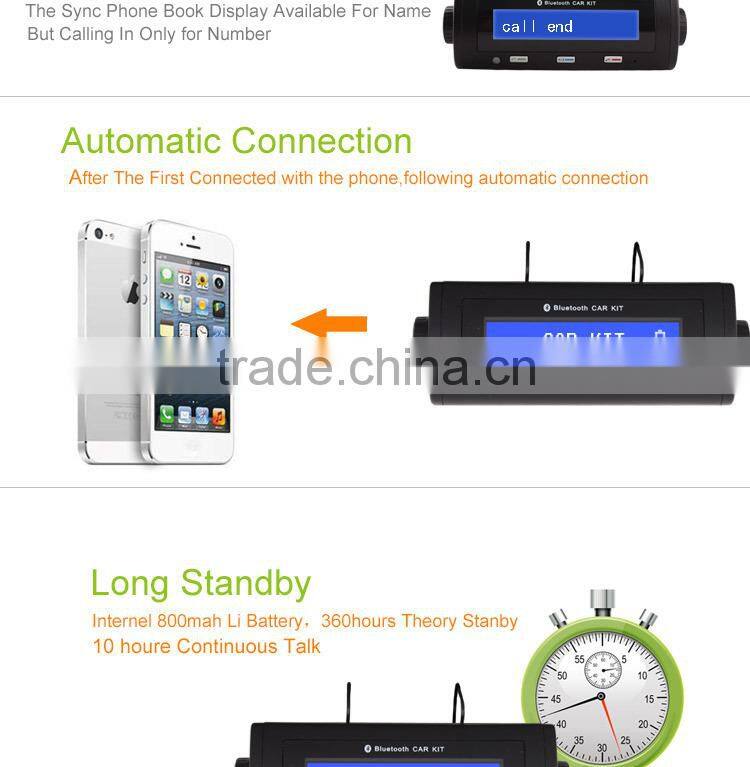 Sun Visor Bluetooth Handsfree Car Kit with Phone No. Display, Aux Bluetooth Car Kit with Car Charger