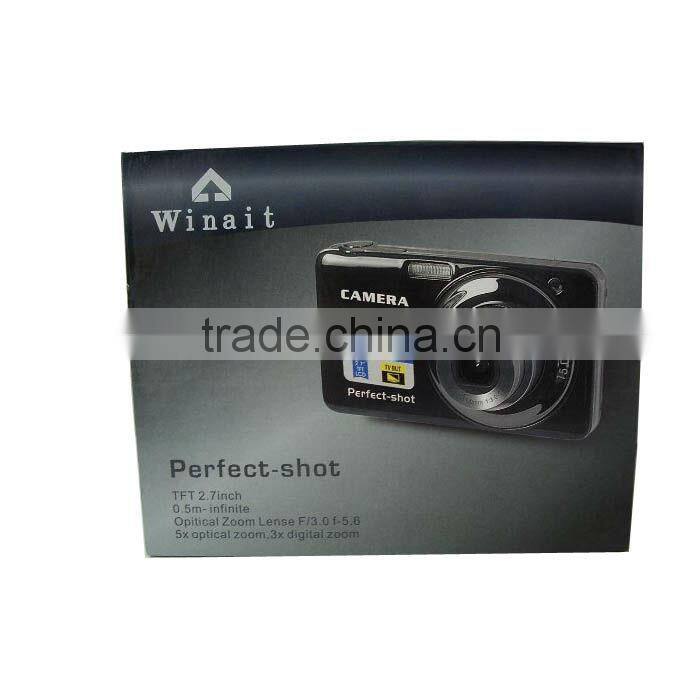 full HD Digital Camera with 2.7'' TFT LCD and 5X Optical Zoom 9.0 Mega pixels CMOS Sensor DC-V600
