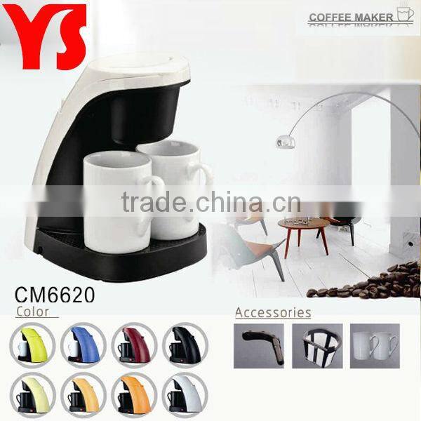 new design 2 cup mini coffee maker with 2 pocelain cups included