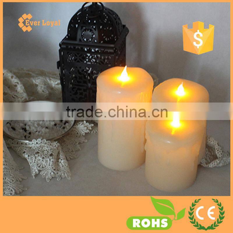 Variety Set of 3 Assorted Cream Wax Drip Flameless Brithday Candle Light battery candles Wholesale