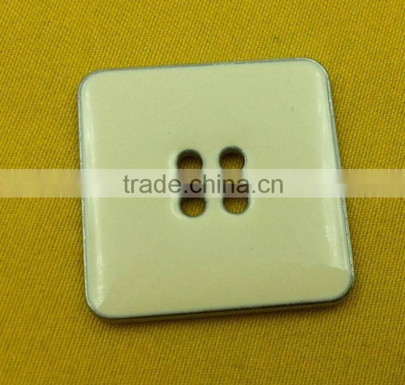 28mm Square shape 4 holes metal button with cream enamelled for Dress -- MS3361