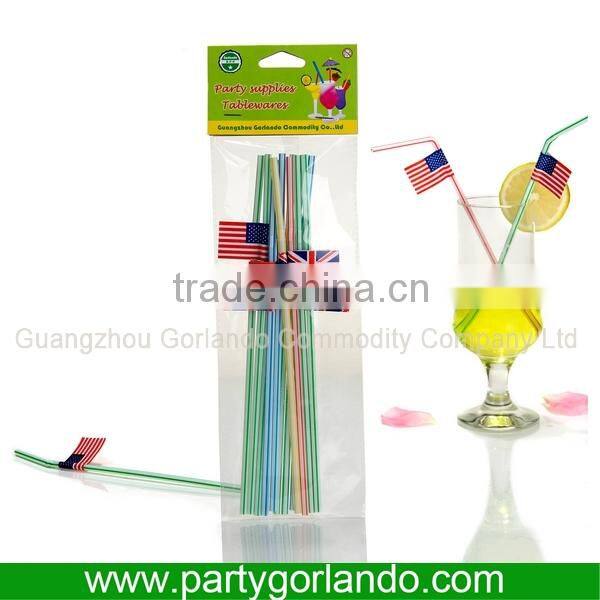 USA flag plastic cocktail decorative drinking straw