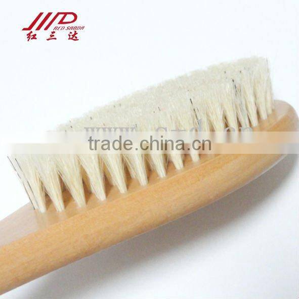 Wooden long handle bath brush with pig hair for massage