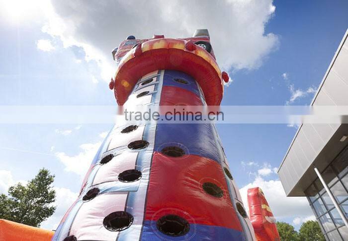 Hot sale inflatable rock climbing wall climbing tower fire truck inflatable climbing wall