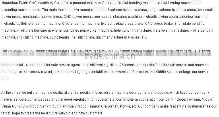 YTD32 Four column sheet metal forming hydraulic press with adjustment of work pressure and travel schedule