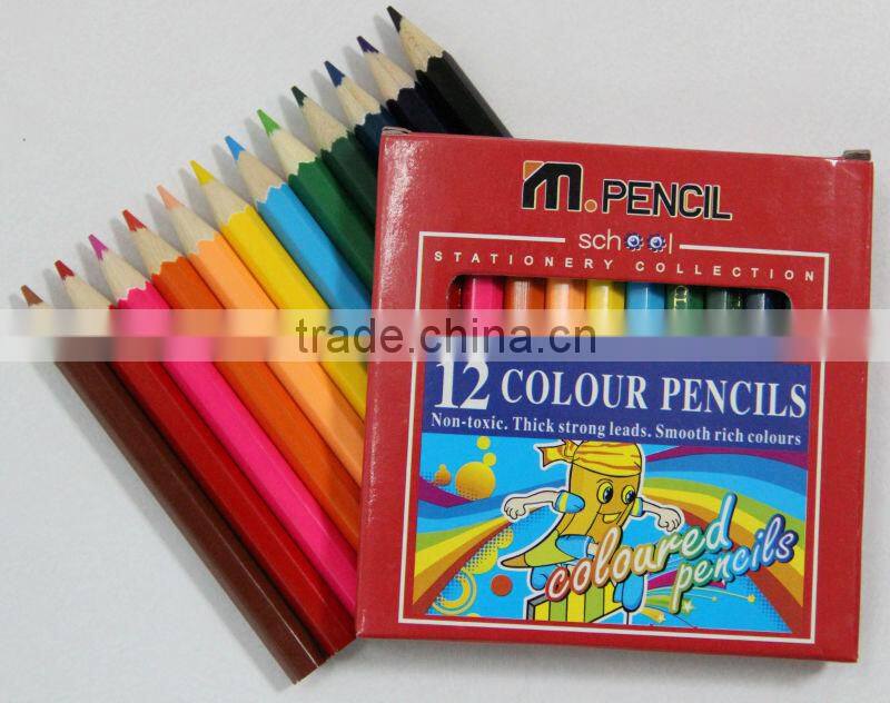 12 Mini Color Pencil Set, 3.5" Wooden Color Pencil
