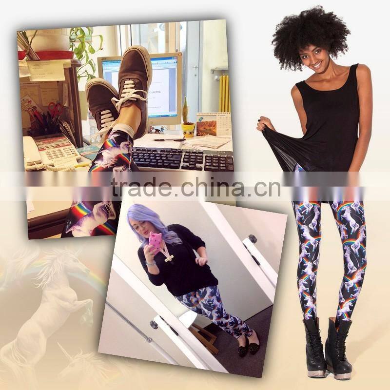 Taobao Fashion New Design Leggins 3D Print Rainbow Unicorn Women Leggings