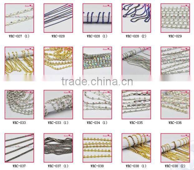Wholesale pearl fashion trimming wedding Crystal Rhinestone Chain WRC-093