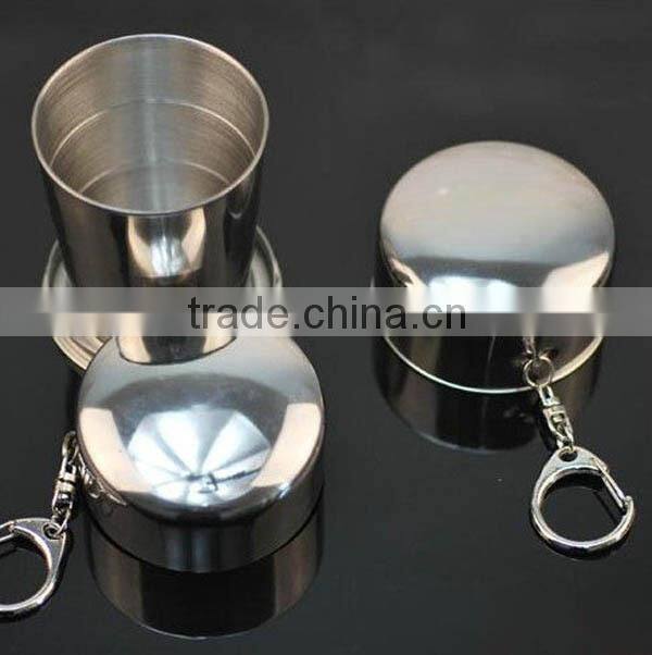 outdoor camping stainless steel retractable portable cup with 3 sections