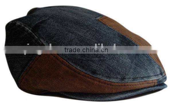 Sunny Shine customized washed denim hat black beret