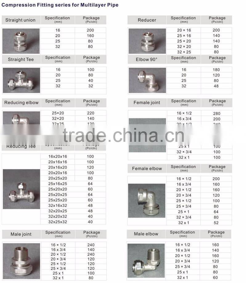 PEX Brass fitting/PEX Pipes/PEX Tubes/ PEX copper fittings/1/2 inch lead free compression coupler threaded brass pex elbow pipe