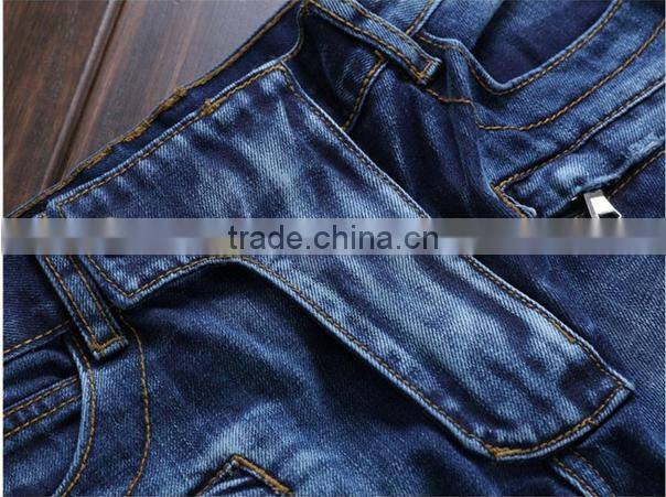 Pleated Men Denim Jeans Pants Famous Brand Washed Ripped Jeans Fashion Designer Biker Jeans Straight Slim Hole Pants