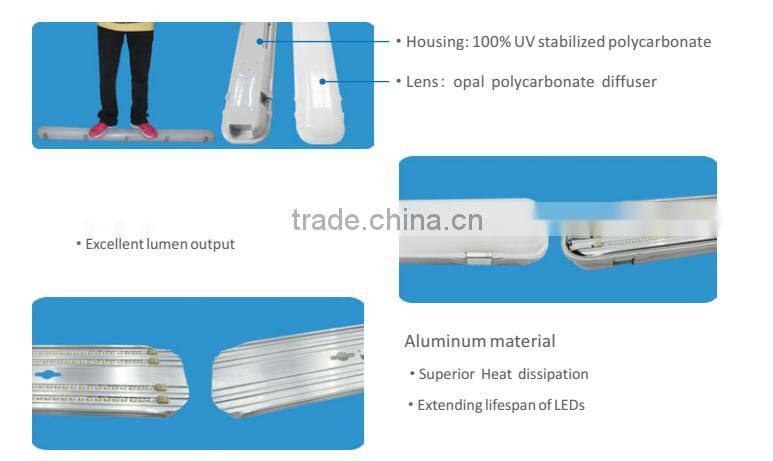 Clear cover IP65 linear type 160W 5ft model tri-proof lighting