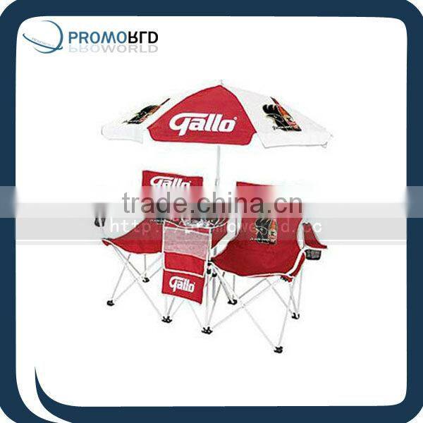 Wooden Leisure Sun lounger Advertising Beach Chair Set with Umbrella and Cooler