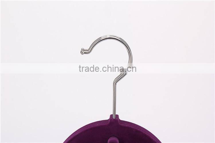 Standby Factory Wholesale Purple Velvet Hanger Flocked Coat Hanger with Notches
