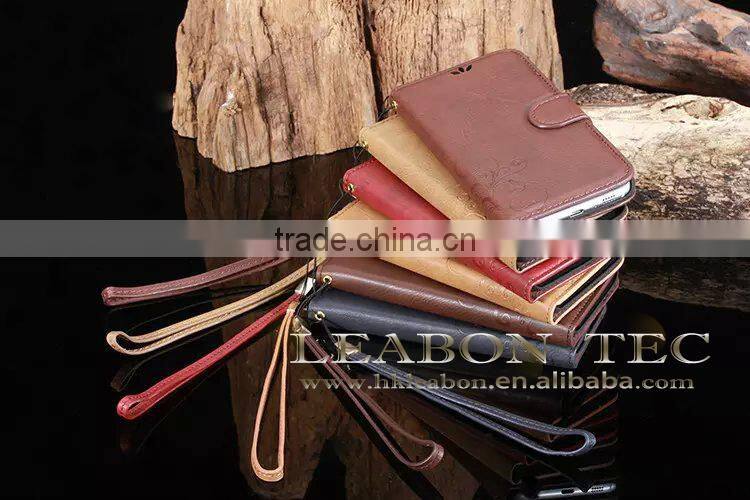 2015 new high quality retro leather case, for samsung galaxy s6 edge wallet case