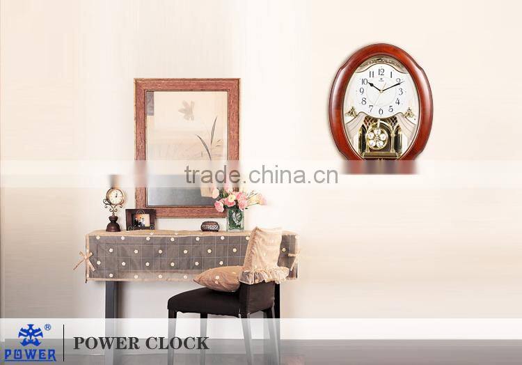 Wooden Case Large Decorative Big Pendulum Antique Wooden Wall Clock With 18 Music For Chiming And Sweep Quartz Clock Movement