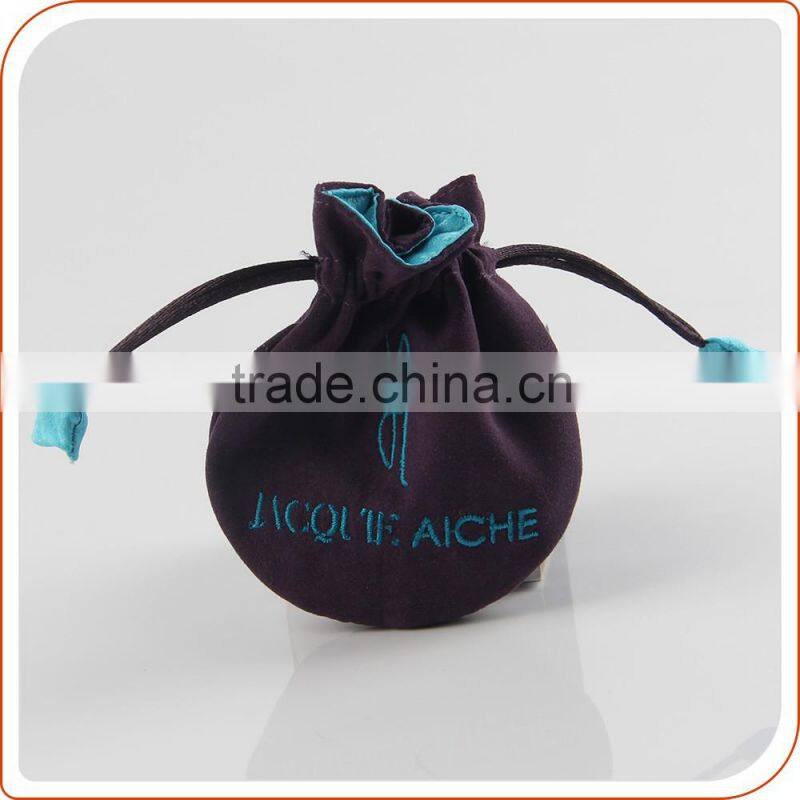 double drawstring pouch with custom printed logo small jewellery bag