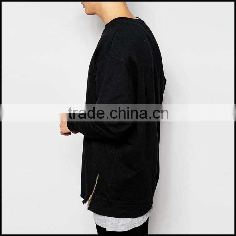 Both sides with zipper jacket sweatshirt without hood and sweatshirt extra long mens collar sweatshirt
