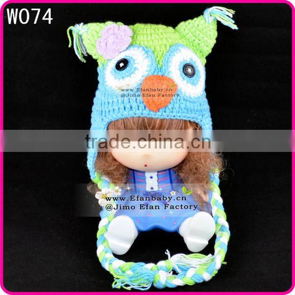 crocheted owl sleeping hat baby photo props newborn baby winter earflap animal hat