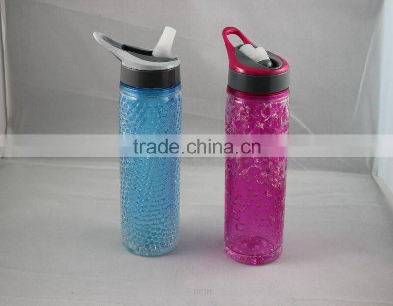 Ice Cooling Double Wall Insulated Non Toxic Drink Bottle with Straw