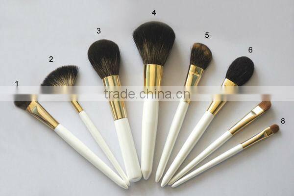 natural hair professional 8pcs makeup brush,white wooden handle