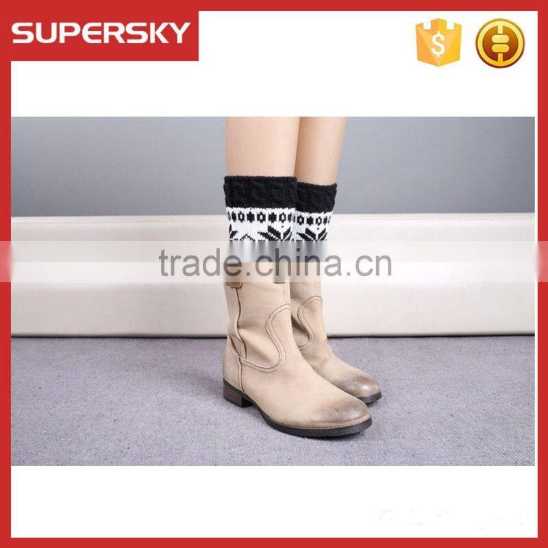 F260 cute women winter boot cuff snow flake pattern