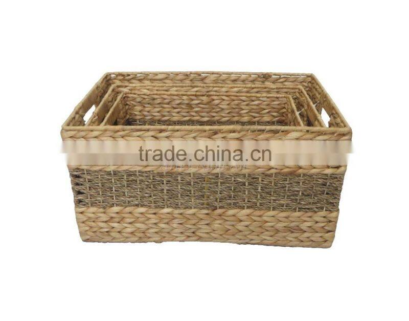 New designs! Rectangular water hyacinth basket/storage basket/ decorative basket with 2 handle