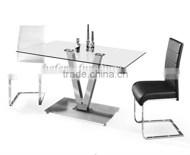 Italy glass leather dining table set